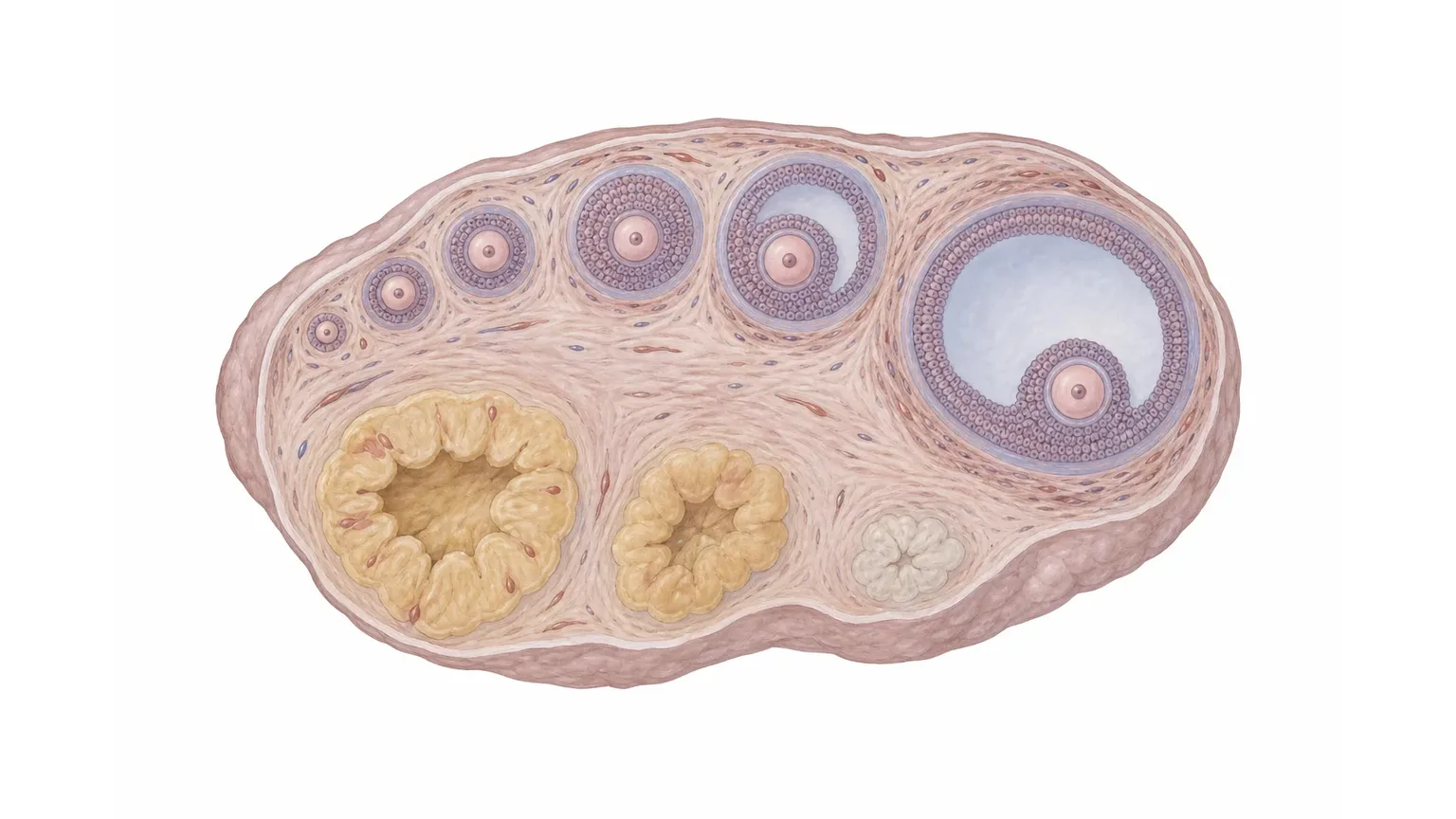 Illustration: Östradiol-Kurve steigt über den weiblichen Zyklus zum Eisprung an und fällt danach ab, daneben ein Blutröhrchen