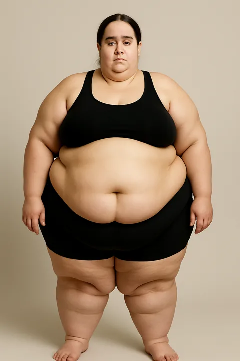 Frau mit etwa 60 % Körperfettanteil